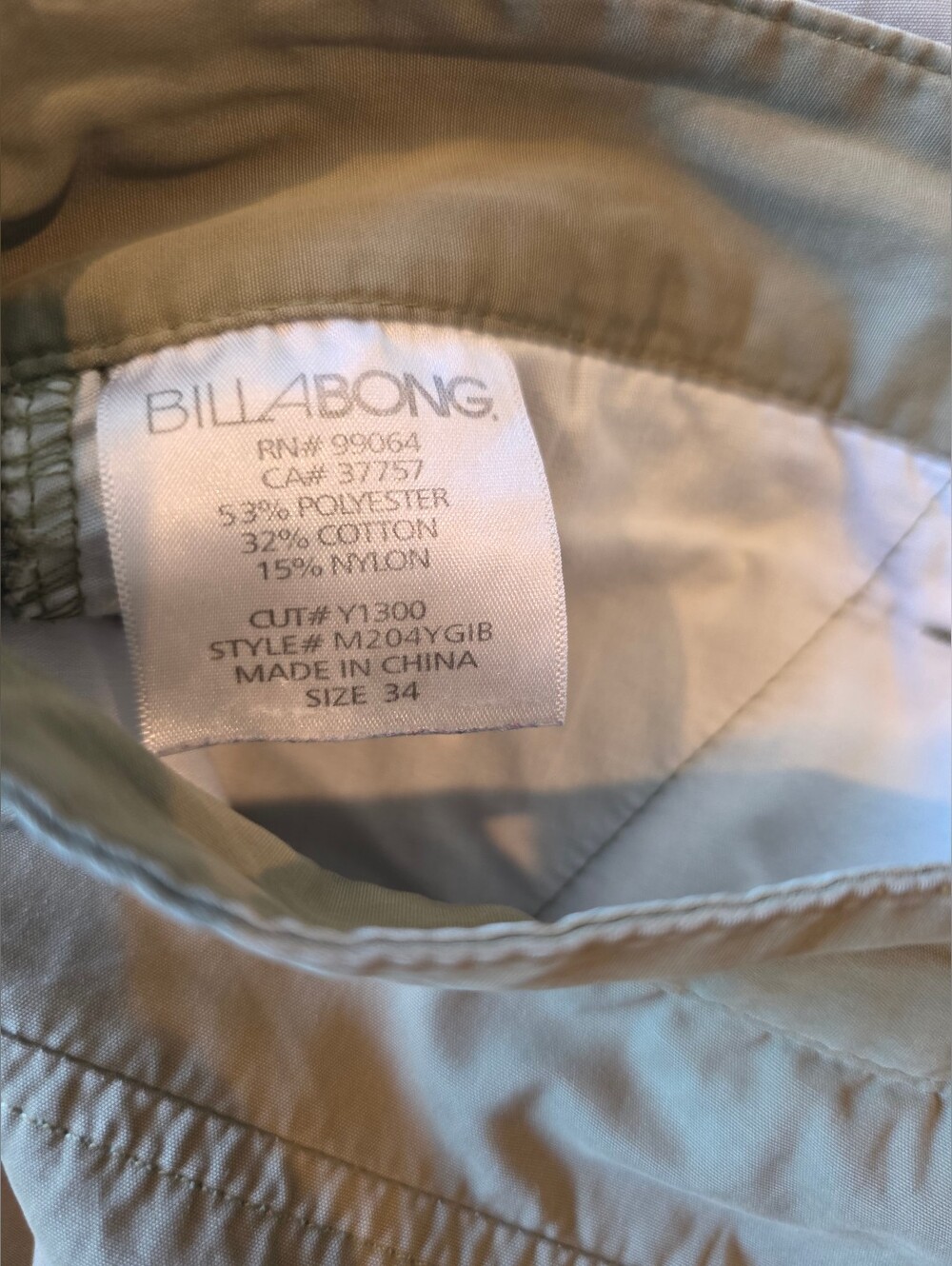 Billabong Men's Size 34 Casual Chino Surfer Shorts 8.5 Inseam Lightweight Tan - Picture 5 of 10